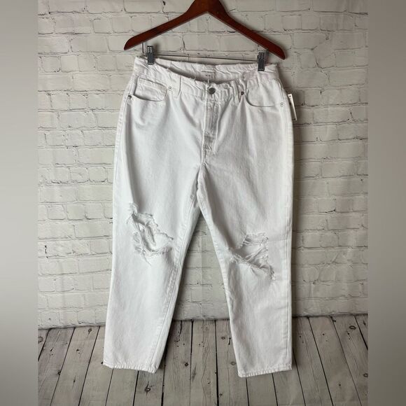 Good American High Waist Distressed White Jeans Size 10/30 NWT - Picture 3 of 12